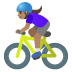 🚴🏽‍♀️ woman biking: medium skin tone display on Google